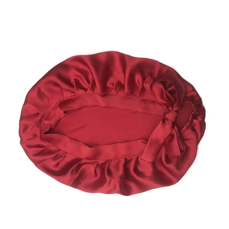 Hot Selling Woman Natural Silk Sleeping Cap Lightweight Breathable Help Sleeping Adult Night Protection Hair Adjustable Cap