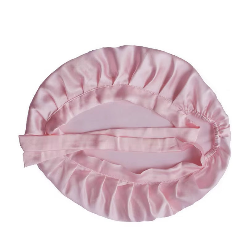 Hot Selling Woman Natural Silk Sleeping Cap Lightweight Breathable Help Sleeping Adult Night Protection Hair Adjustable Cap