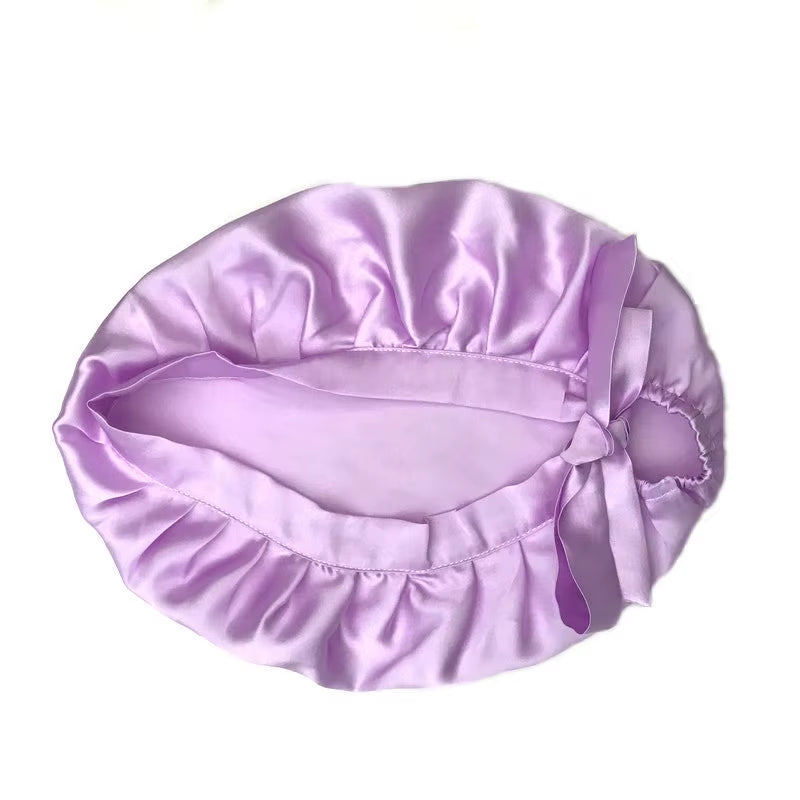 Hot Selling Woman Natural Silk Sleeping Cap Lightweight Breathable Help Sleeping Adult Night Protection Hair Adjustable Cap